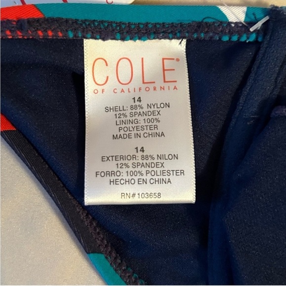 Cole Of California 2 Piece Bikini High Cut Bottom Twist Underwire Top Womens 14 - Picture 11 of 13